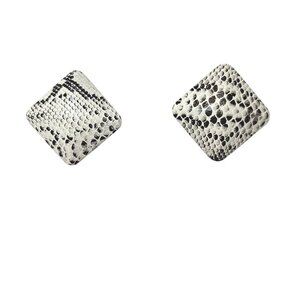 Black White Python Snake Print Earrings Costume Jewelry